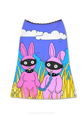 BDSM Bunny Y2K Print Midi Skirt Cherrykitten
