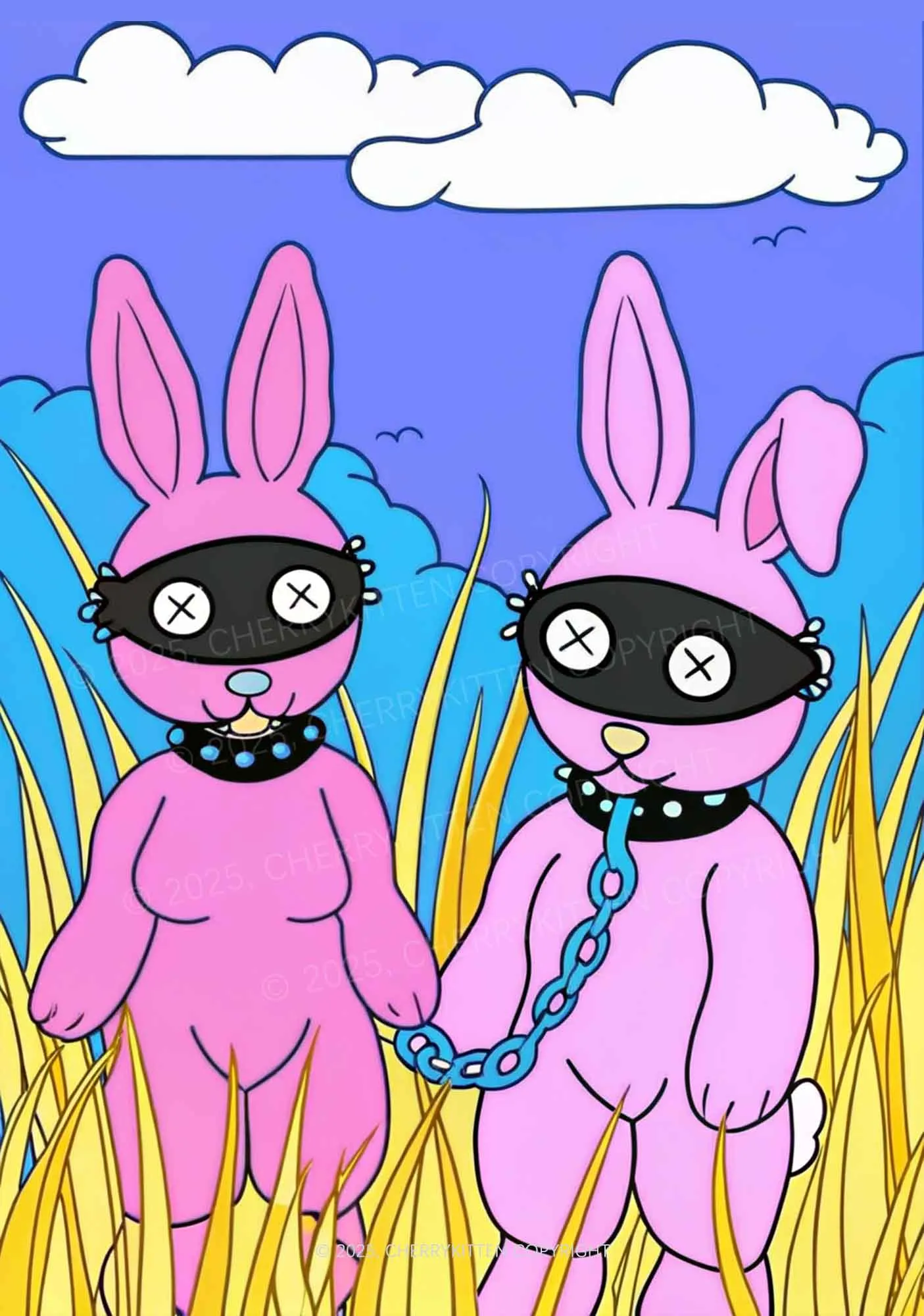 BDSM Bunny Y2K Print Midi Skirt Cherrykitten