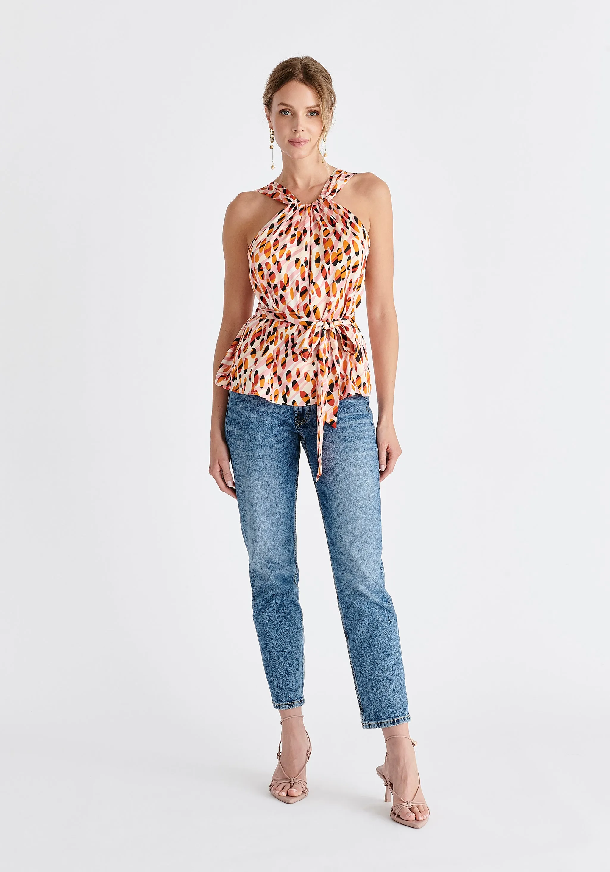 Belted Halterneck Blouse