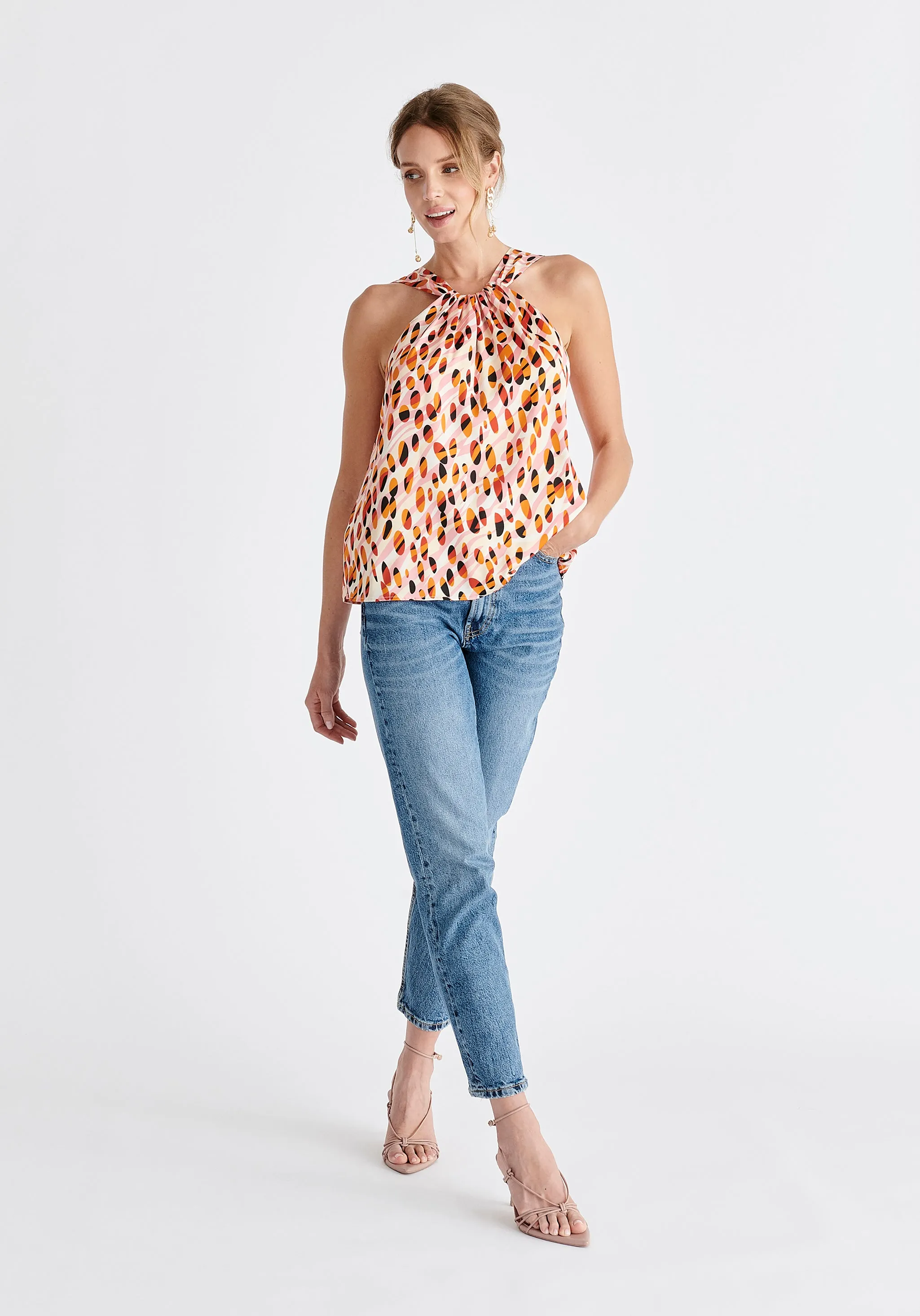 Belted Halterneck Blouse