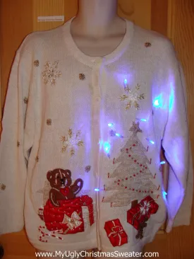 Christmas Sweater with Teddy Bear and Lights