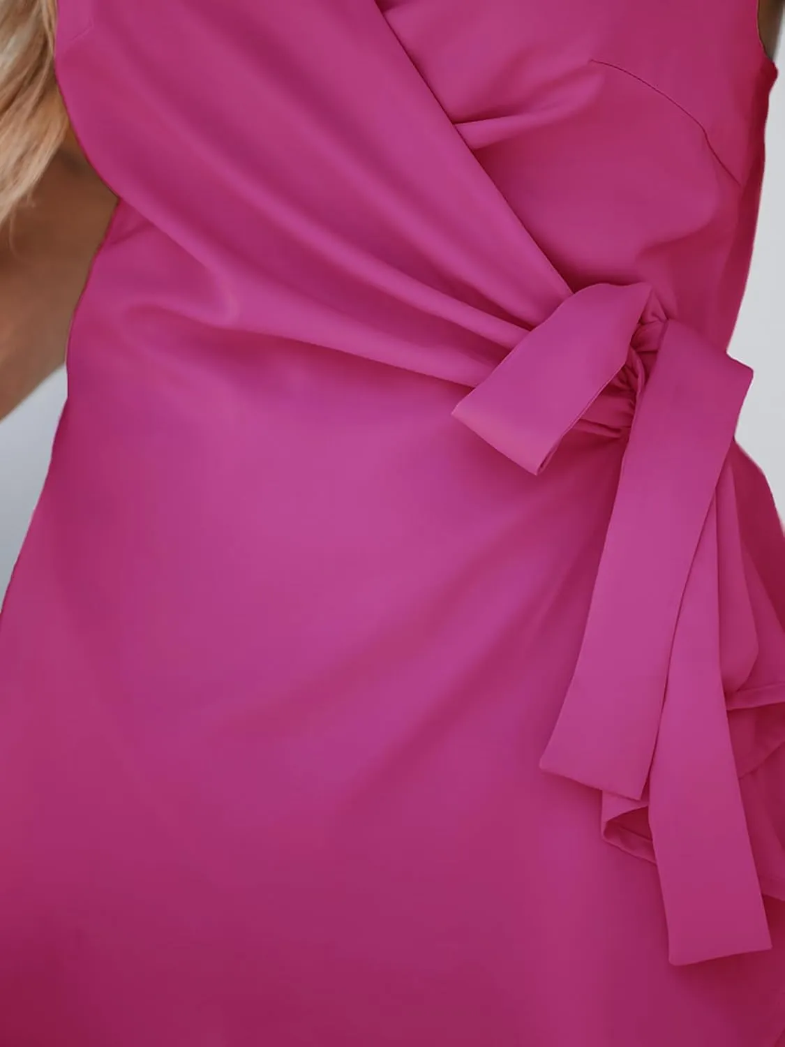 CUPSHE Women Backless Mini Summer Dress Surplice V Neck Wrap Side Waist Tie Spaghetti Strap Casual Holiday Beach Dresses