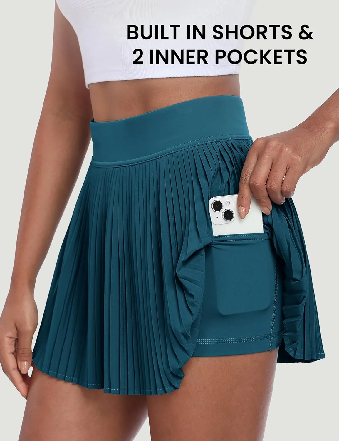 Desol Pleated Tennis Skirt for Women with Pocket Shorts High Waisted Women's Tennis Skort Athletic Golf Skirts for Casual