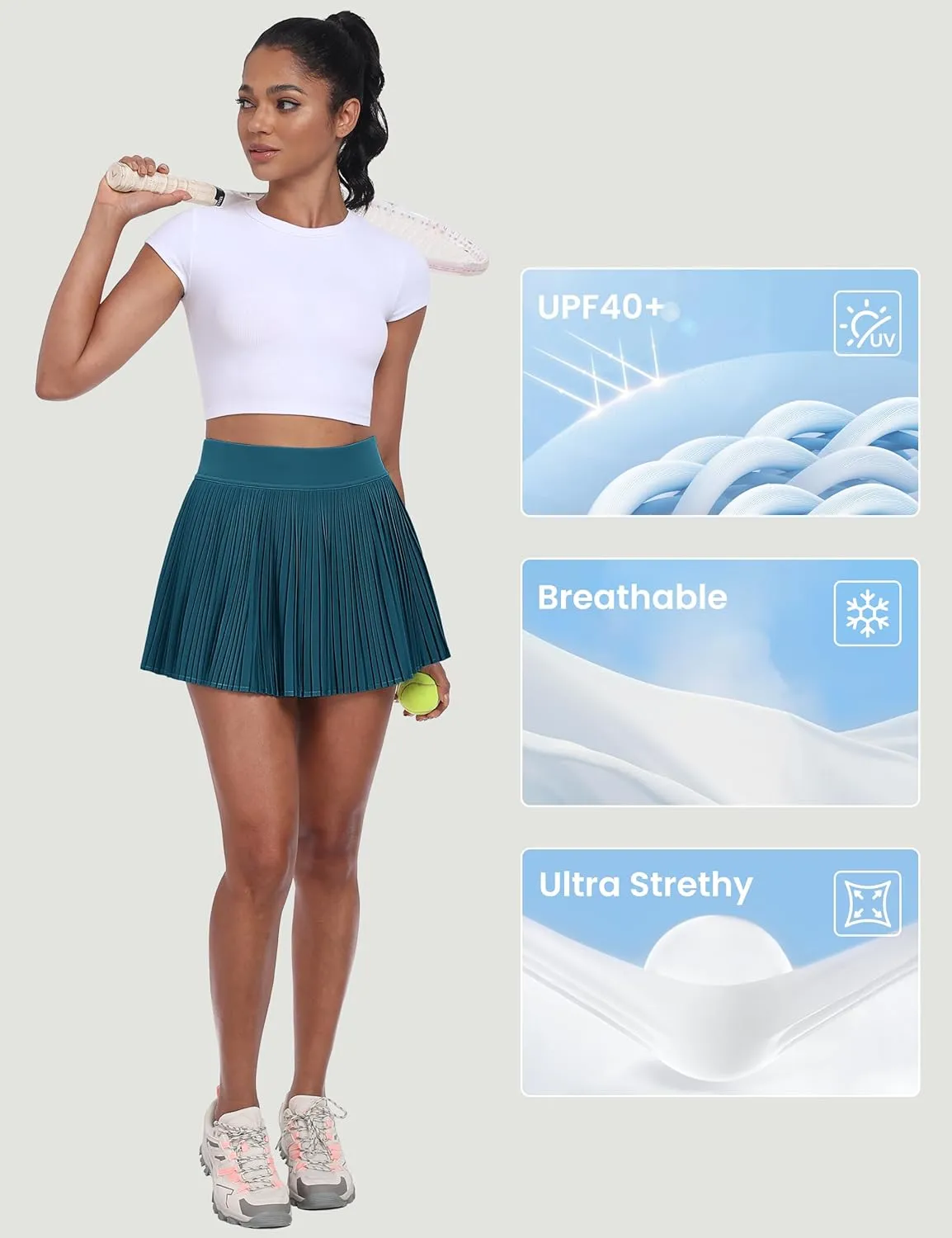 Desol Pleated Tennis Skirt for Women with Pocket Shorts High Waisted Women's Tennis Skort Athletic Golf Skirts for Casual