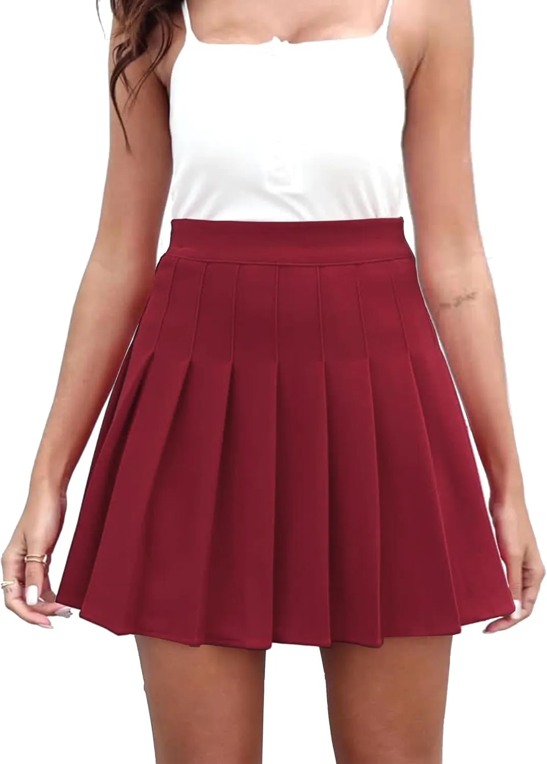 Dressever Women's Pleated Skirts Mini Skater Basic Skirt High Waist Tennis Skirt School Uniform Cheerleader Skirts