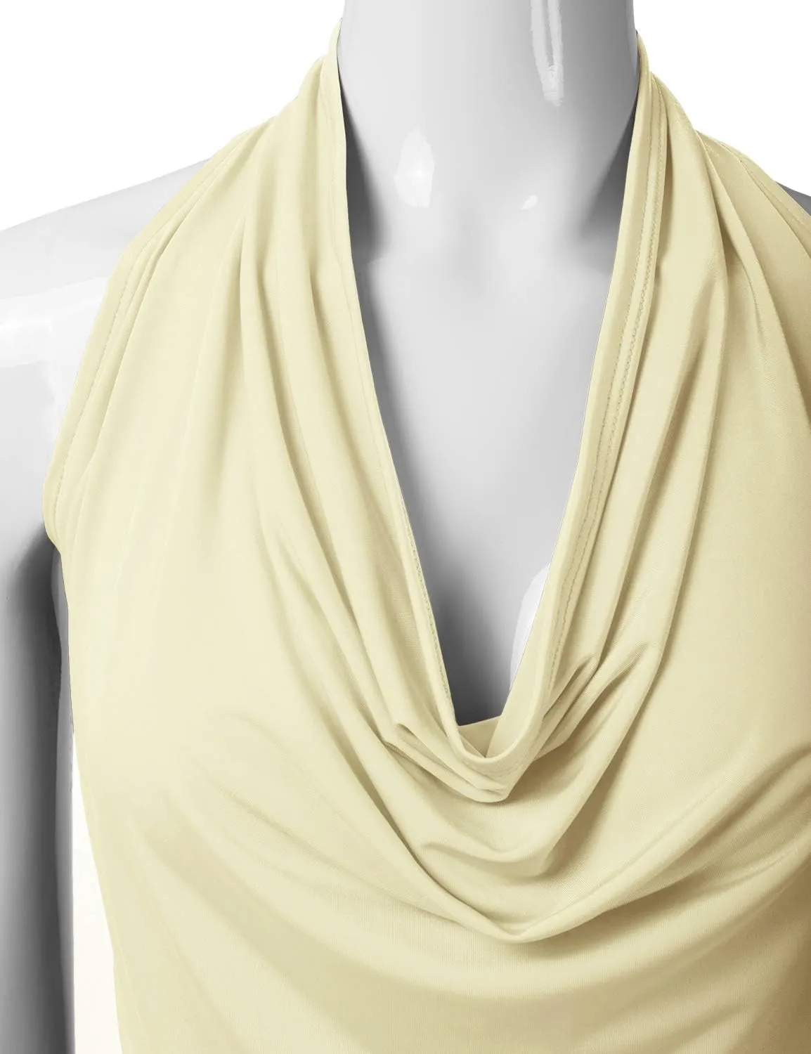EIMIN Women's Casual Halter Neck Draped Front Sexy Open Back Tank Top (S-3XL)