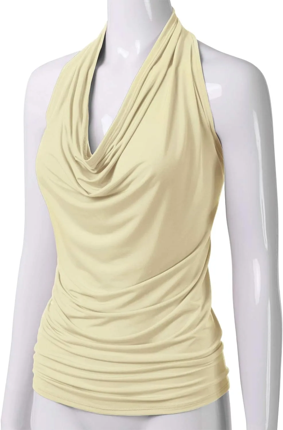EIMIN Women's Casual Halter Neck Draped Front Sexy Open Back Tank Top (S-3XL)