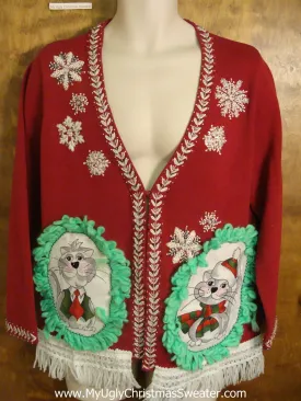 Gaudy Bling Snowflakes Cat Christmas Sweater