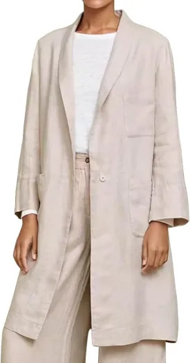 IDEALSANXUN Womens Long Cotton Linen Blazer Casual Lightweight Spring Jackets
