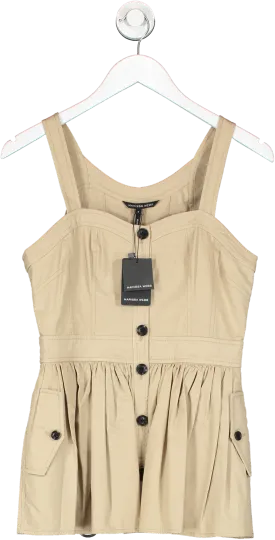 Marissa Webb Beige Brielle Canvas And Tulle Seamed Trench Vest UK S