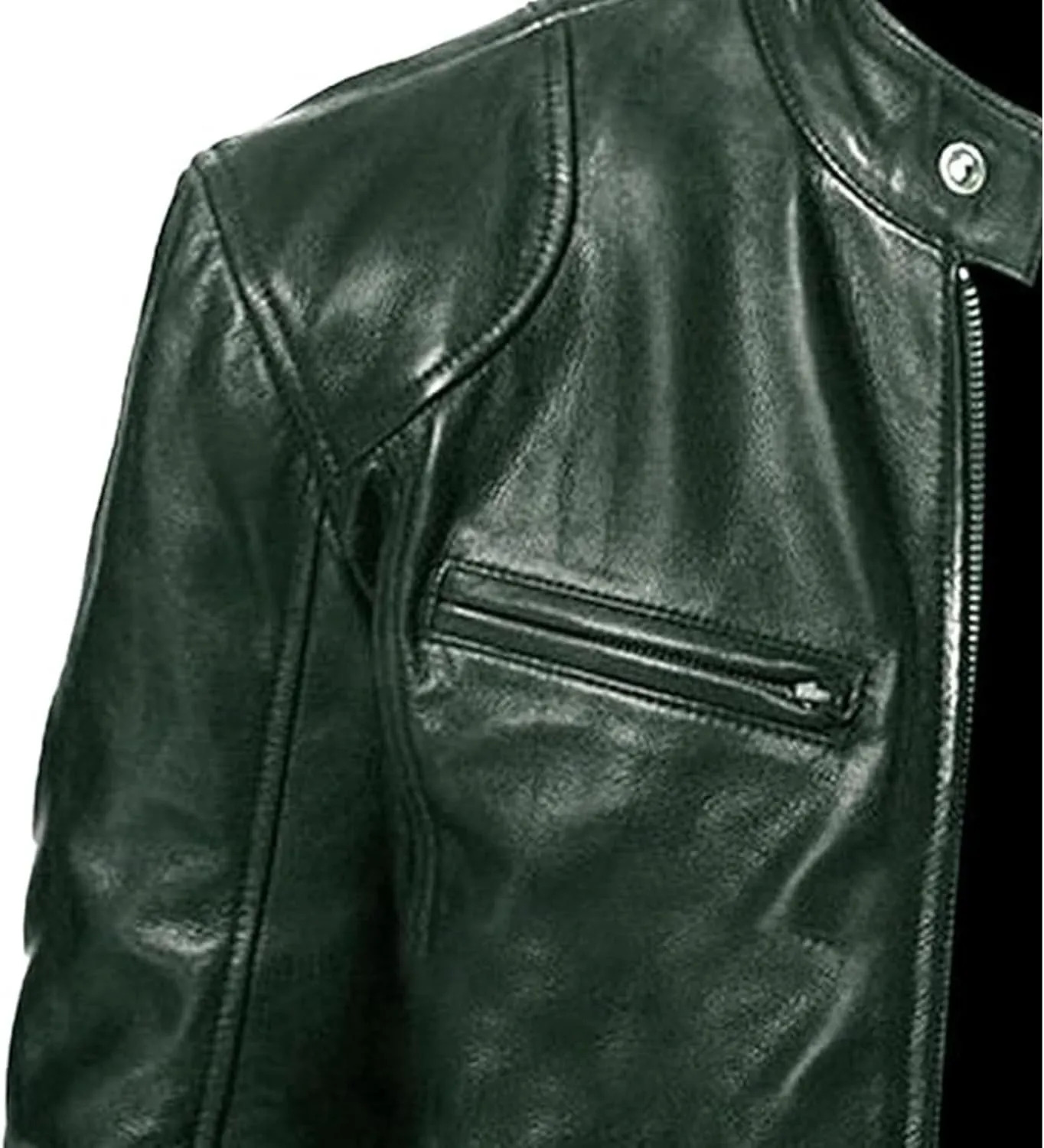 Men Slim Fit Motorcyle Leather Jacket Zip-Up Windbreaker Leather Jackets Lightweight PU Vintage Biker Coat