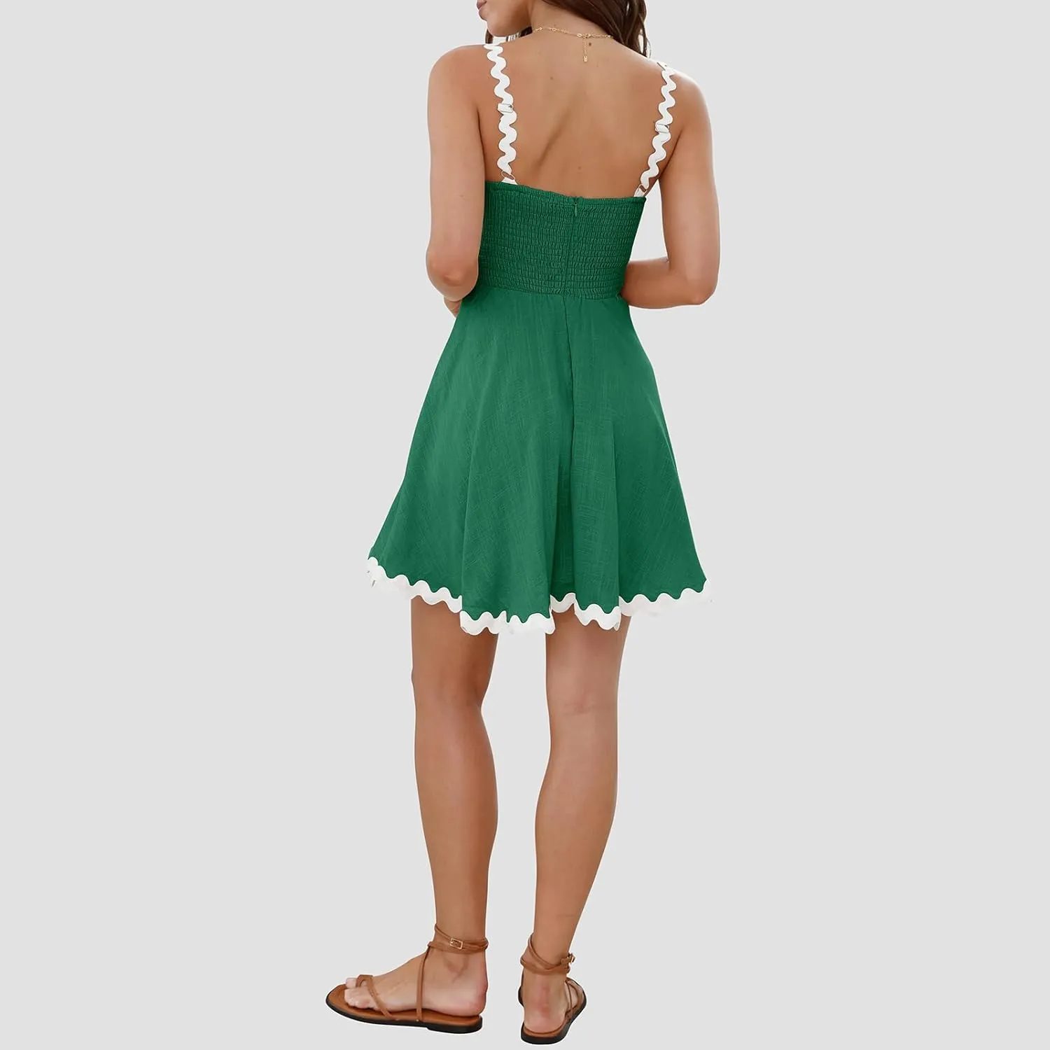 Shy Velvet 2025 Women's Summer Mini Dress Casual Linen Dress Cocktail Dresses for Women Sundresses with RIC Rac Trim