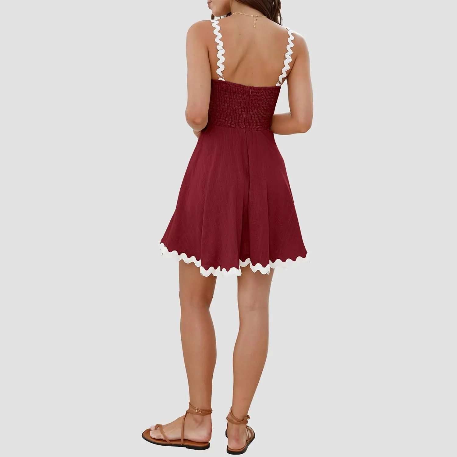 Shy Velvet 2025 Women's Summer Mini Dress Casual Linen Dress Cocktail Dresses for Women Sundresses with RIC Rac Trim