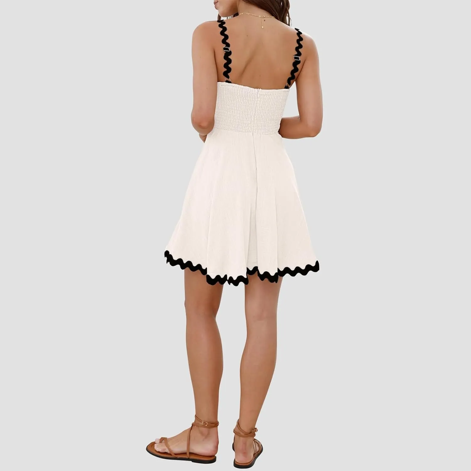 Shy Velvet 2025 Women's Summer Mini Dress Casual Linen Dress Cocktail Dresses for Women Sundresses with RIC Rac Trim