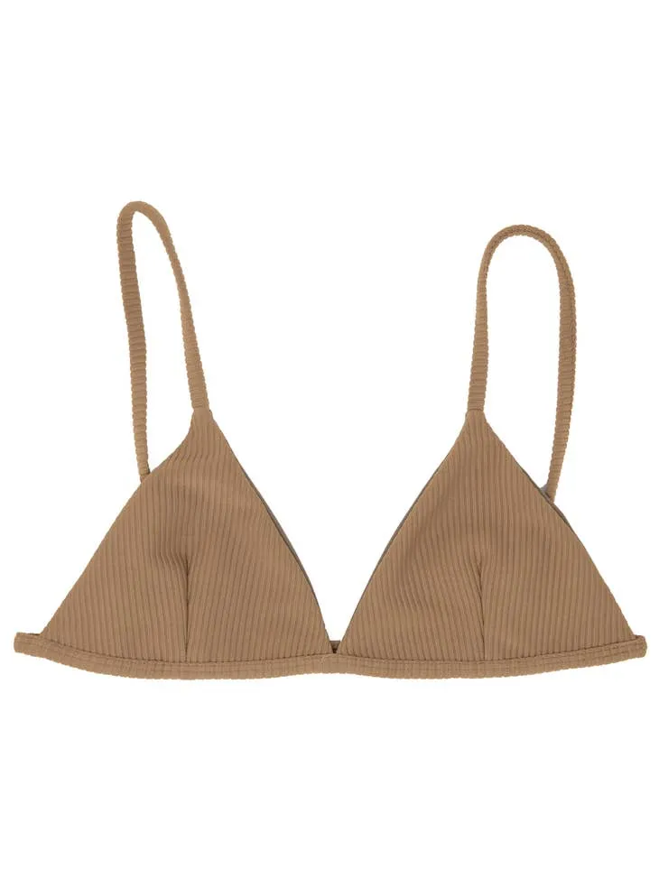 Sundaze Aloha Triangle Bikini Top - Toffee Ribbed
