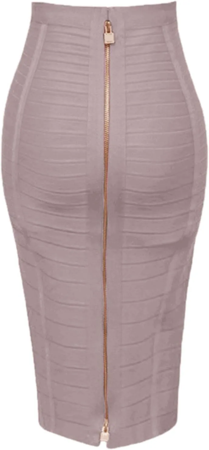 Women's Wrap Skirt Bodycon Pencil Skirts High Waist Knee Length Back Zipper Business Bandage Sexy Solid Color Skirt