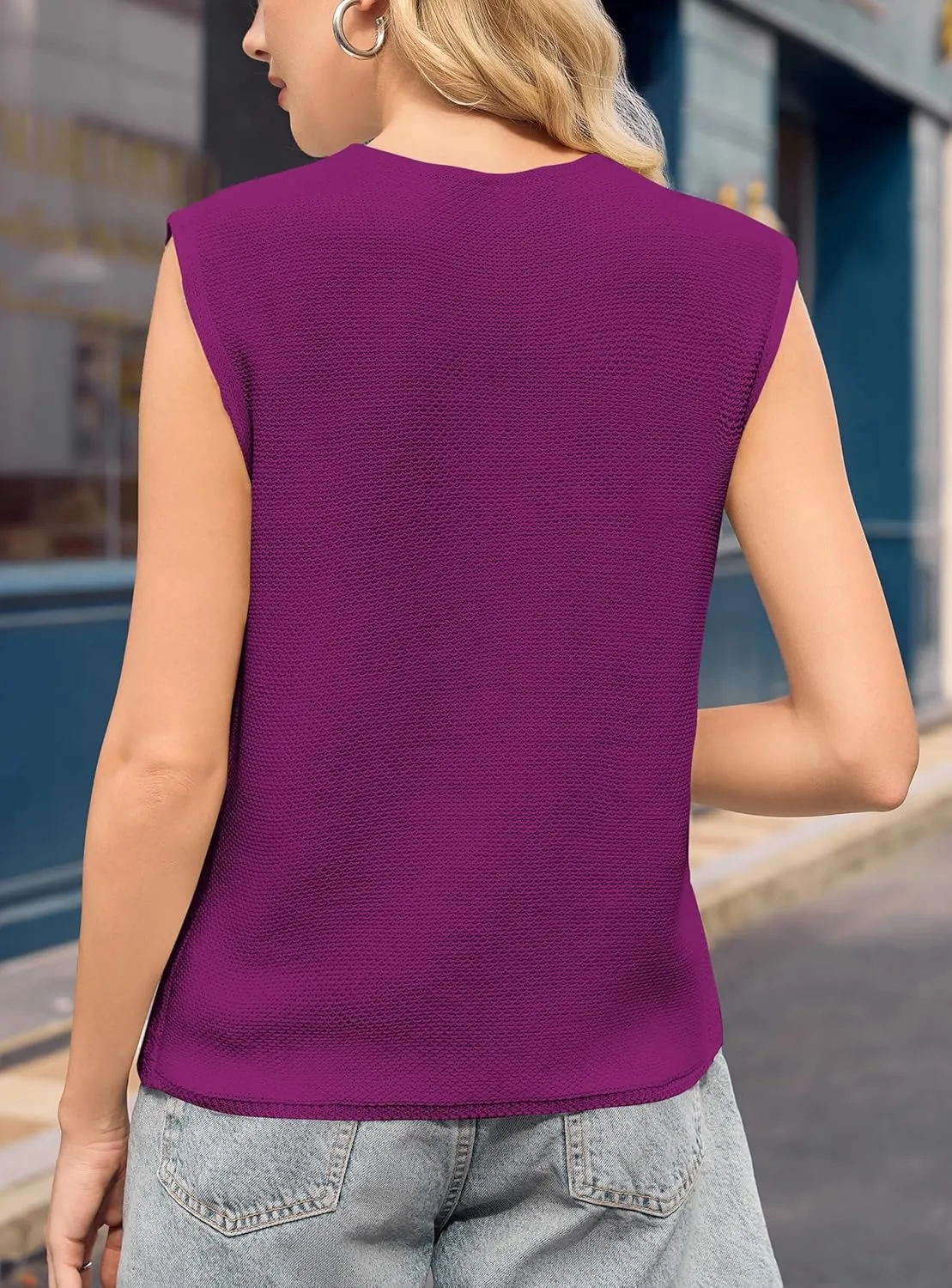 Yousify Womens Tie Front Sweater Vest 2025 Summer Sleeveless Crochet Knit Tops Lightweight Cardigan Sweaters Outfits